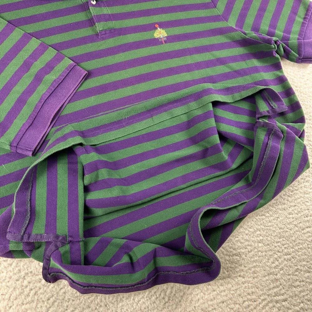 Polo Golf Ralph Lauren Shirt Mens XL Green Purple Striped Pima Cotton Peru Logo